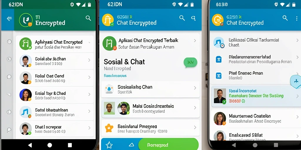 Antarmuka pengguna 62IDN yang modern dan aman untuk chatting.