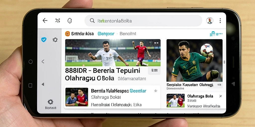 Antarmuka 888IDR menampilkan berita olahraga bola terkini dengan jelas dan menarik.