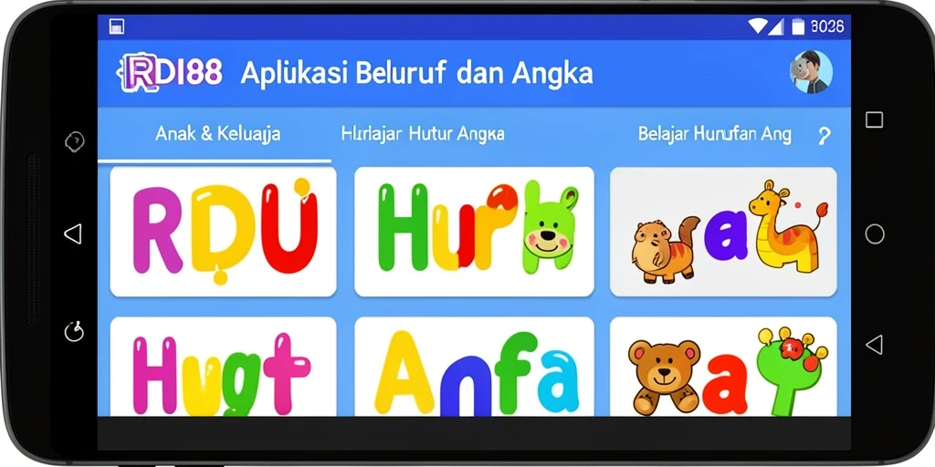 Antarmuka aplikasi RDI88 yang ceria dan edukatif.